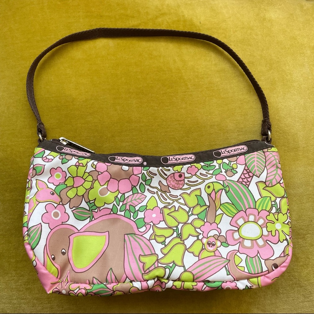 LeSportSac Purse; Animal & Floral Print; Zippers; Mini Bag